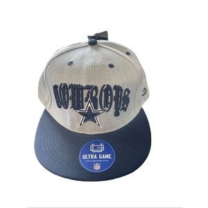 New Ultra Game Mens Gray Blue Dallas Cowboys Old English Snapback Hat One Size